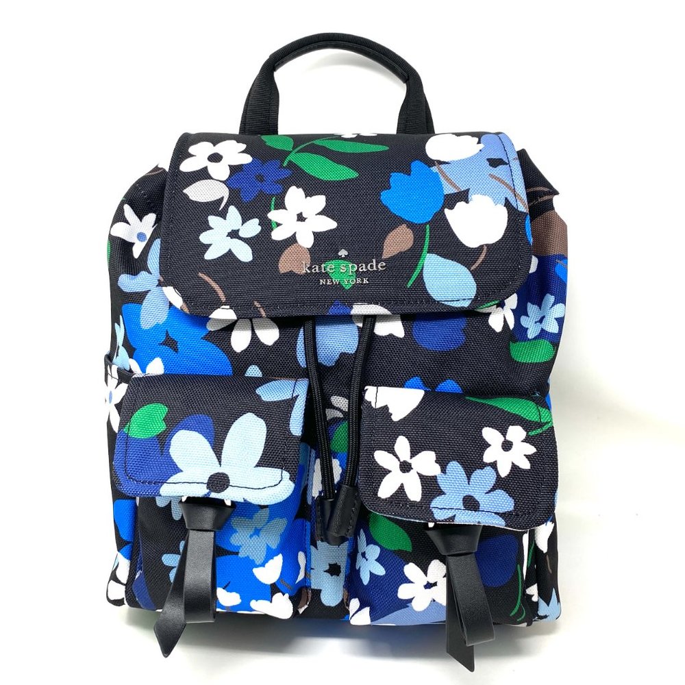 Kate Spade Flat Backpack Carley Bloom Multi Blue W - Picture 2 of 11